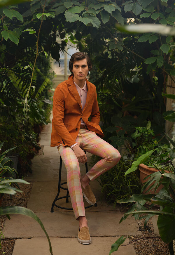 Paul Stuart Orange Suede & Plaid Look, image 1